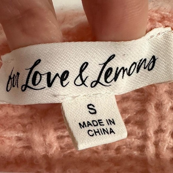 For Love and Lemons Billie Pink Cropped Short Sleeve Cardigan Womens Small - Picture 5 of 9